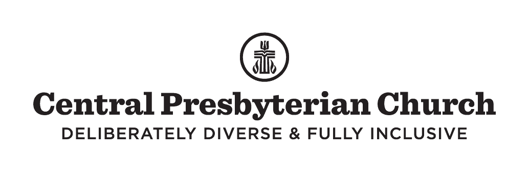 Logo for Central Presbyterian Church, featuring a circular emblem and the slogan "Deliberately Diverse & Fully Inclusive" in bold, black font.