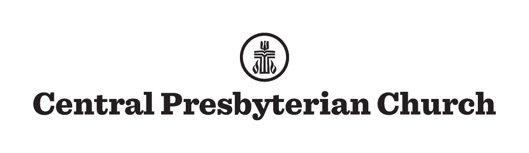 Central Presbyterian Church logo with circular emblem and stylized cross design, featuring black text on a white background.